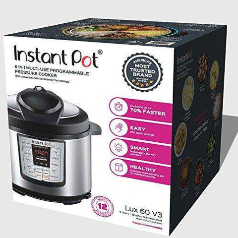 Instant Pot LUX60 V3 6 Qt 6-in-1 Muti-Use Programmable Pressure Cooker, Slow Cooker, Rice Cooker, Sauté, Steamer, and Warmer