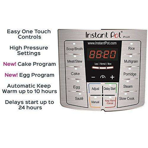 Instant Pot LUX60 V3 6 Qt 6-in-1 Muti-Use Programmable Pressure Cooker, Slow Cooker, Rice Cooker, Sauté, Steamer, and Warmer