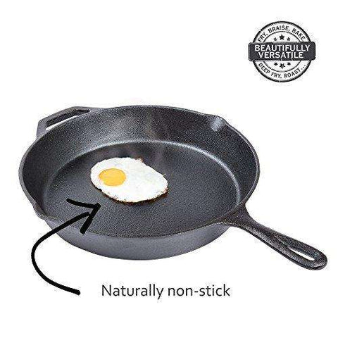 Fresh Australian Kitchen Pre-Seasoned Cast Iron Skillet 12.5 Inch.