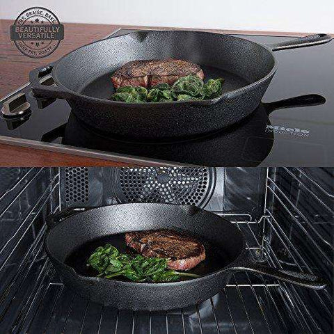 Fresh Australian Kitchen Pre-Seasoned Cast Iron Skillet 12.5 Inch.
