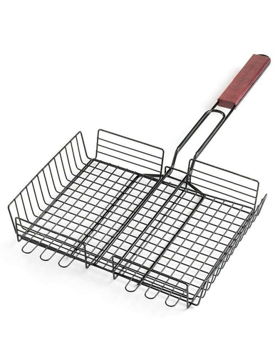 Non-Stick Grilling Basket with Rosewood Handle