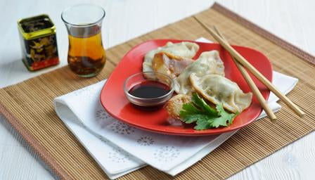 Chinese pork potsticker dumplings