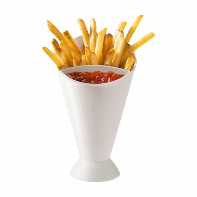 Kitchen Potato Tool Tableware French Fry Cone with Dipping Cup