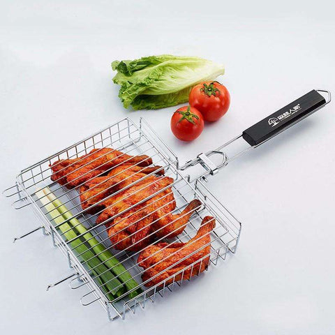 Non-Stick Grilling Basket with Rosewood Handle